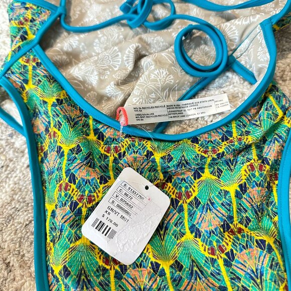 FREE PEOPLE Amber Printed One-Piece Swimsuit in Green Size X-Small NWT - Picture 9 of 10